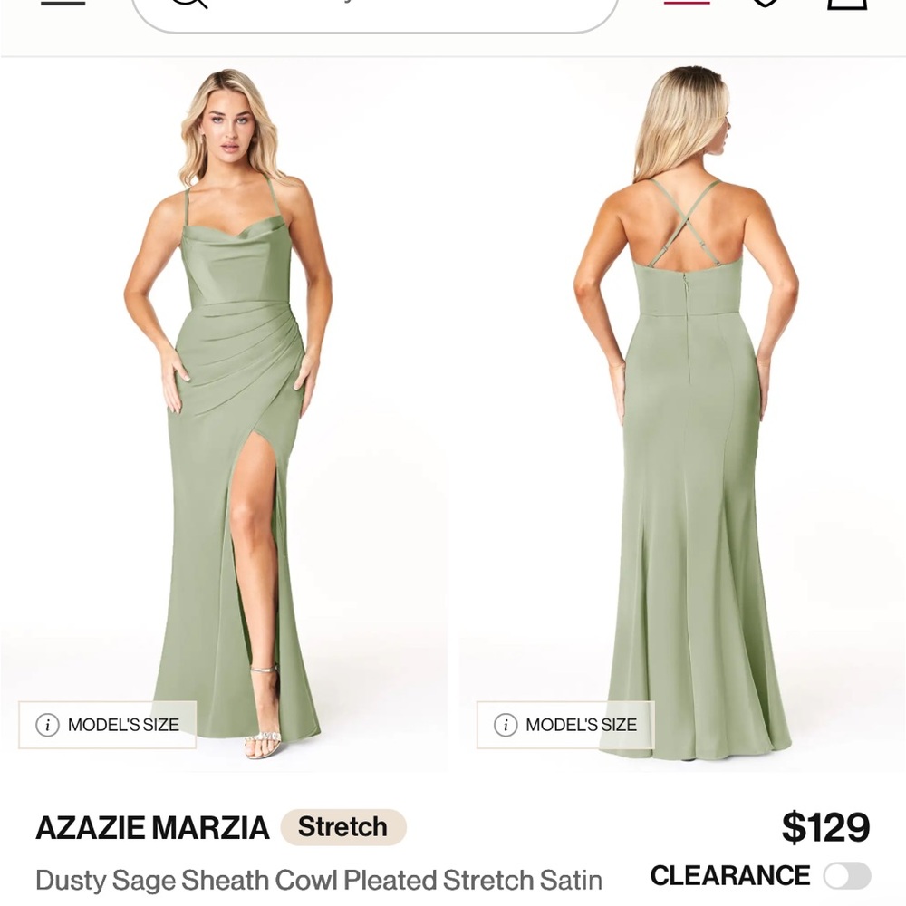 Azazie Dusty Sage Draped Bridesmaid Dress